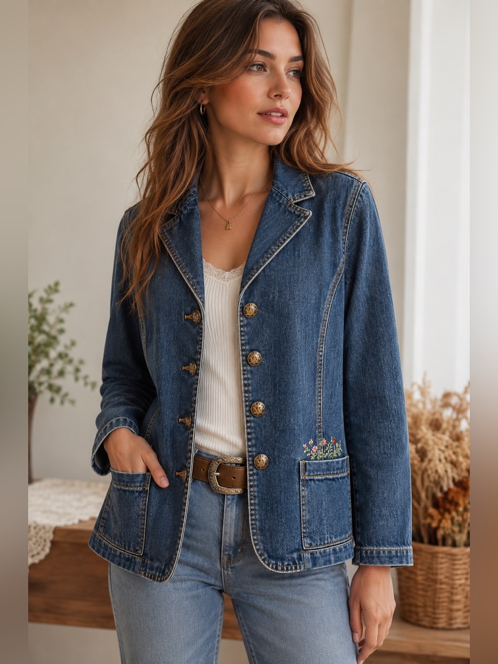 Vintage Ralph Lauren Denim Jacket Western Americana Blazer US 16